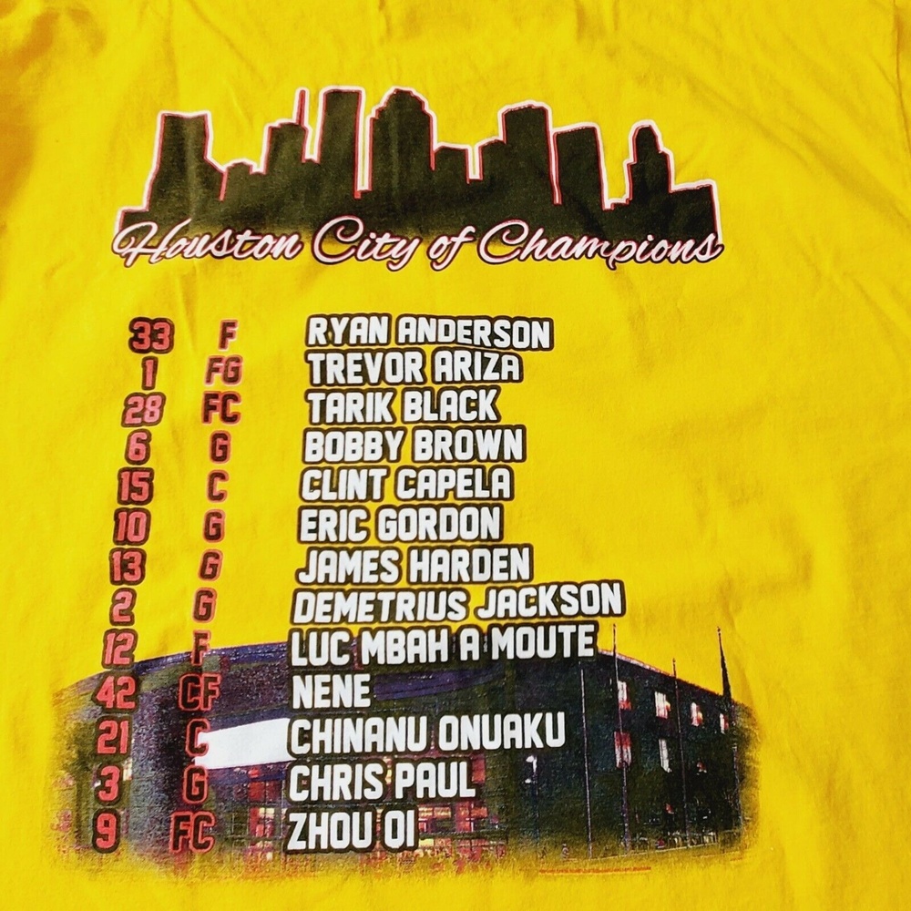 Houston Rockets 2018 H-Town Revolution t-shirt Yellow Fruit of the Loom - Picture 6 of 6